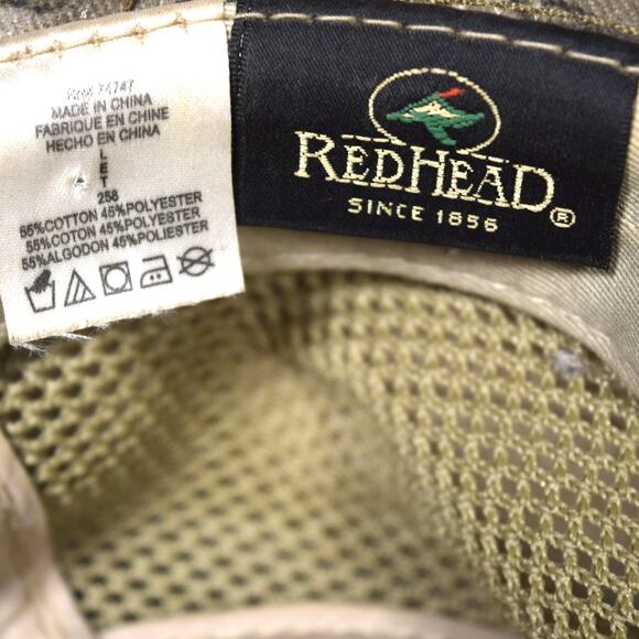 Redhead Camouflage Bucket Hat Khaki Mesh Vented Wide Brim Leather Camo Sunhat - Picture 9 of 11